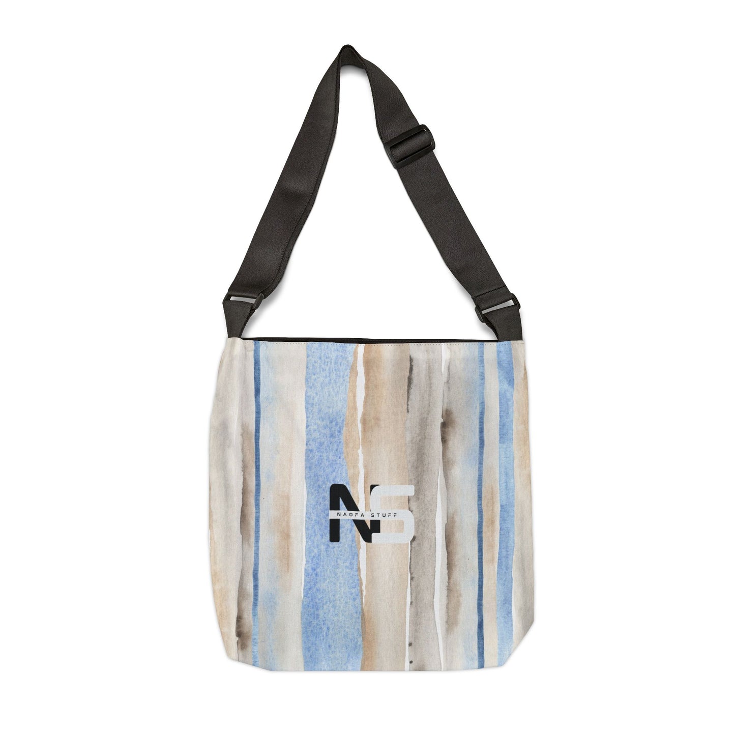 Adjustable Vintage Striped Tote Bag - Naofa Stuff Logo (One side)