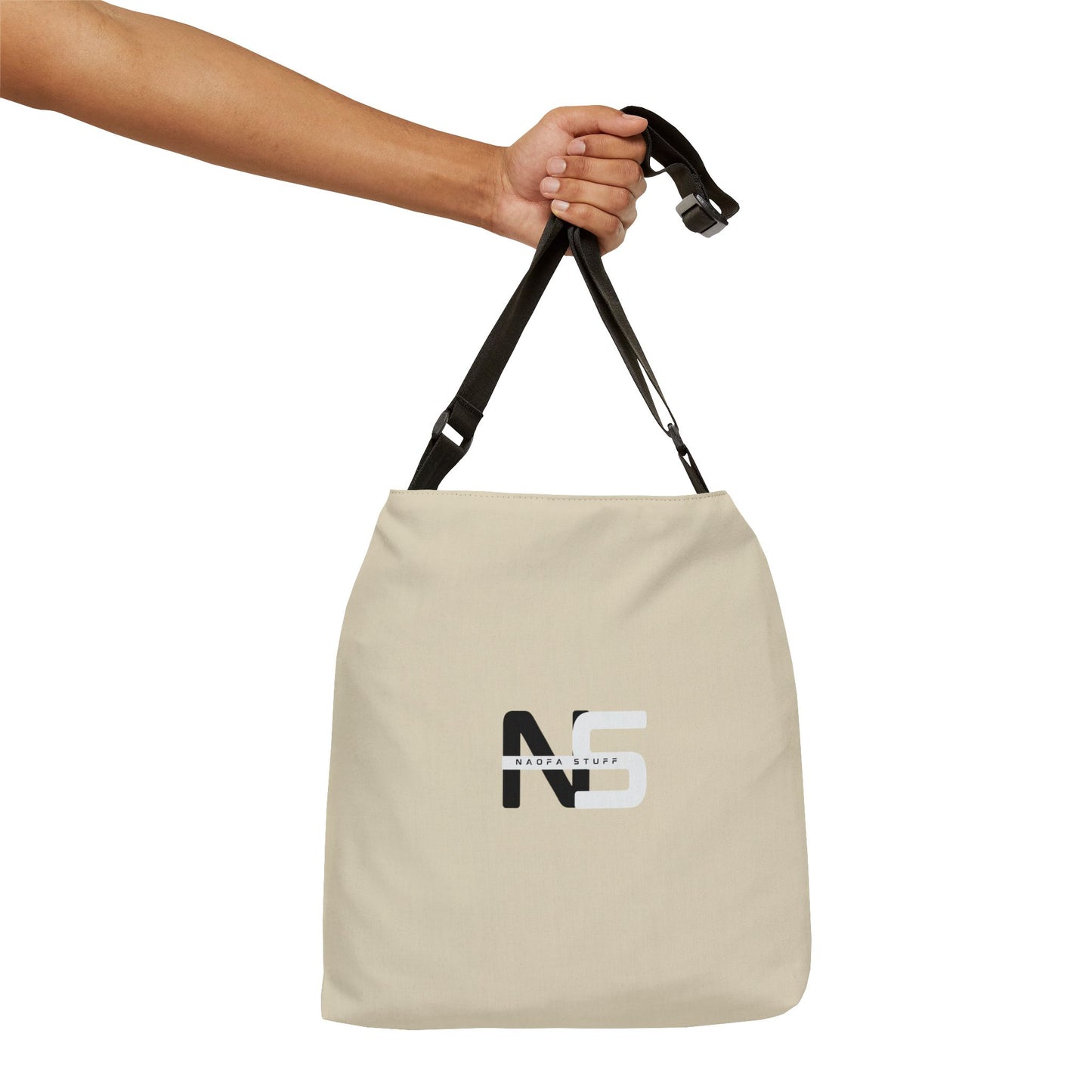 Adjustable Ecru/Oatmeal Tote Bag - Naofa Stuff Logo