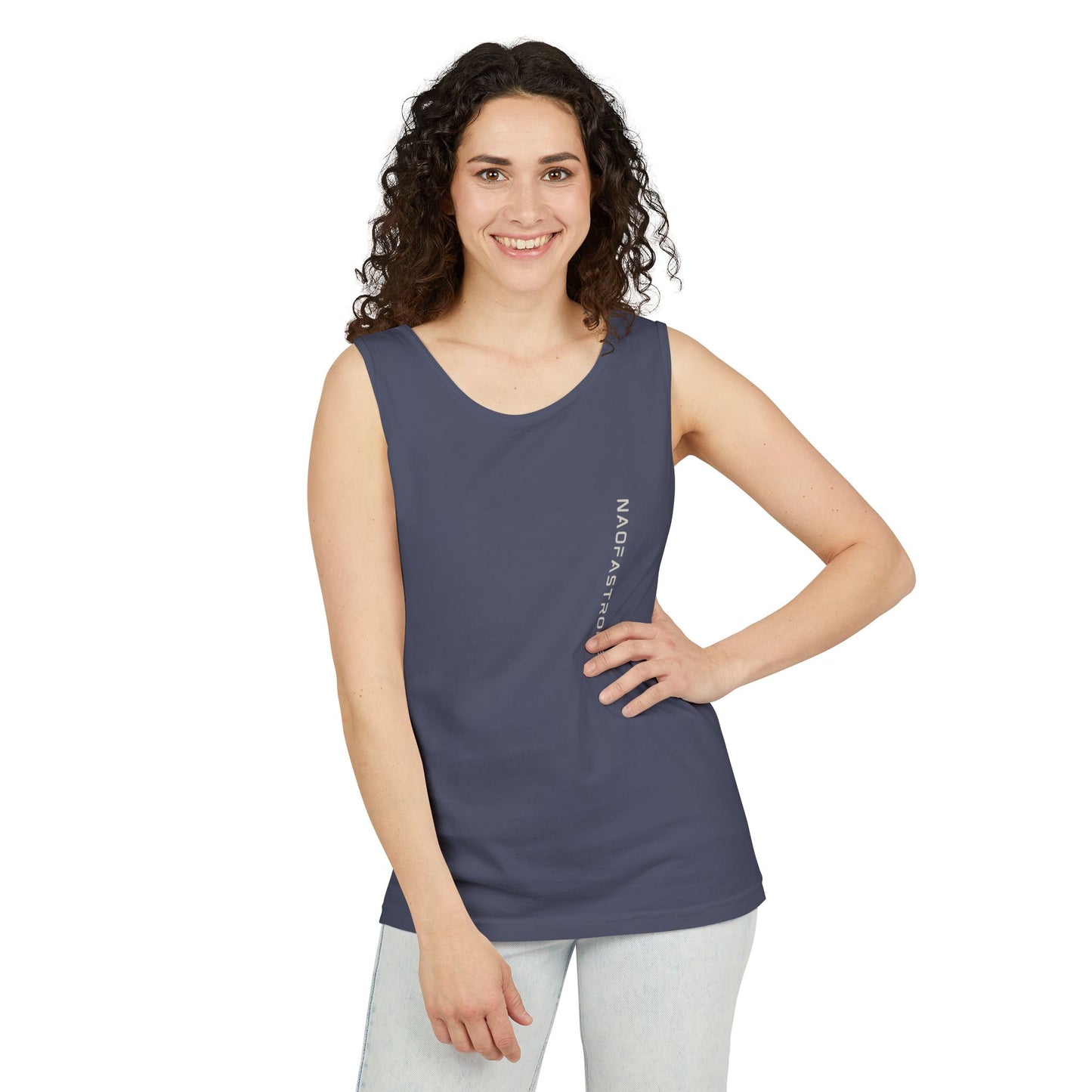 Women's Denim Blue Tank Top - Naofastuff Strong Design