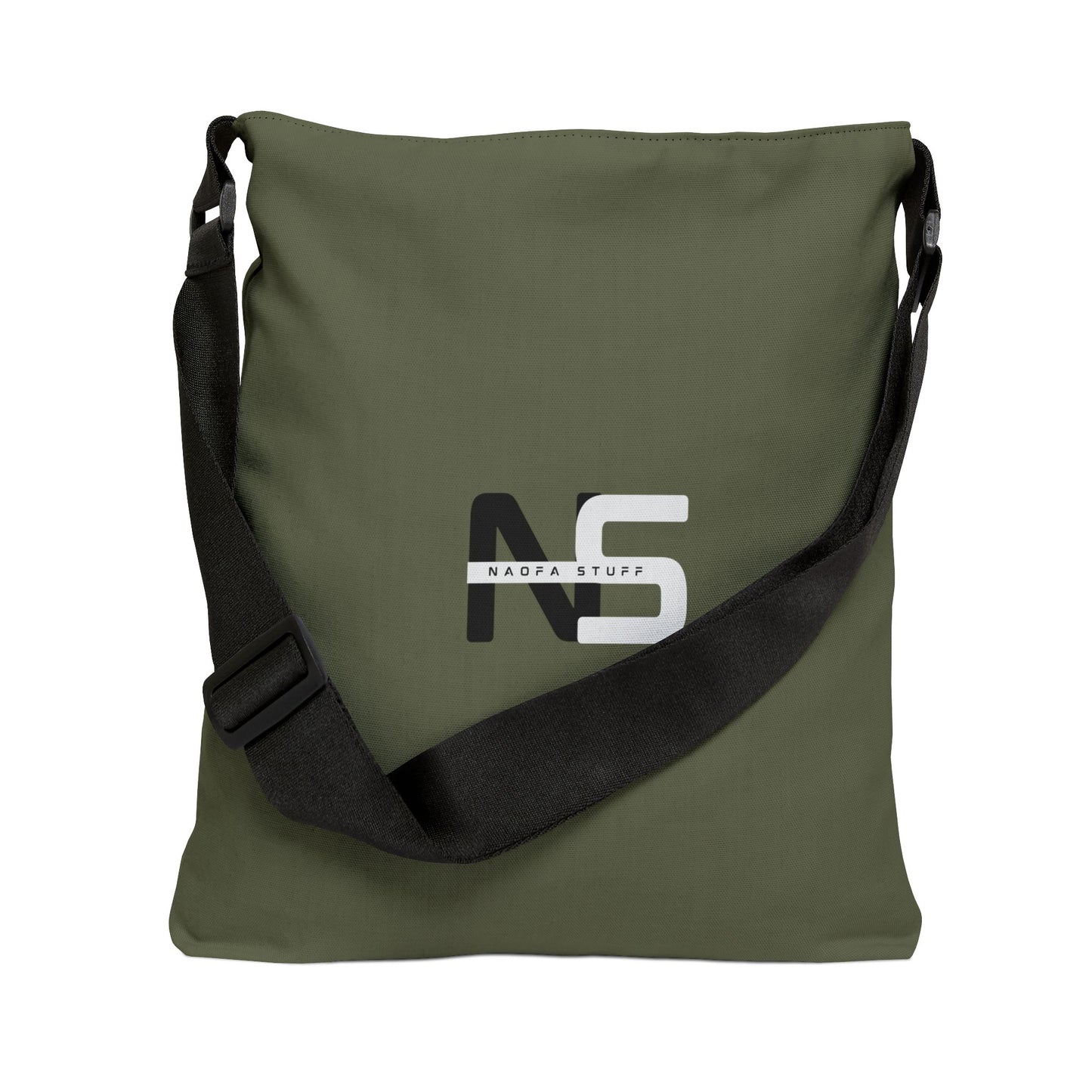 Adjustable Military Green Tote Bag - Naofa Stuff Logo