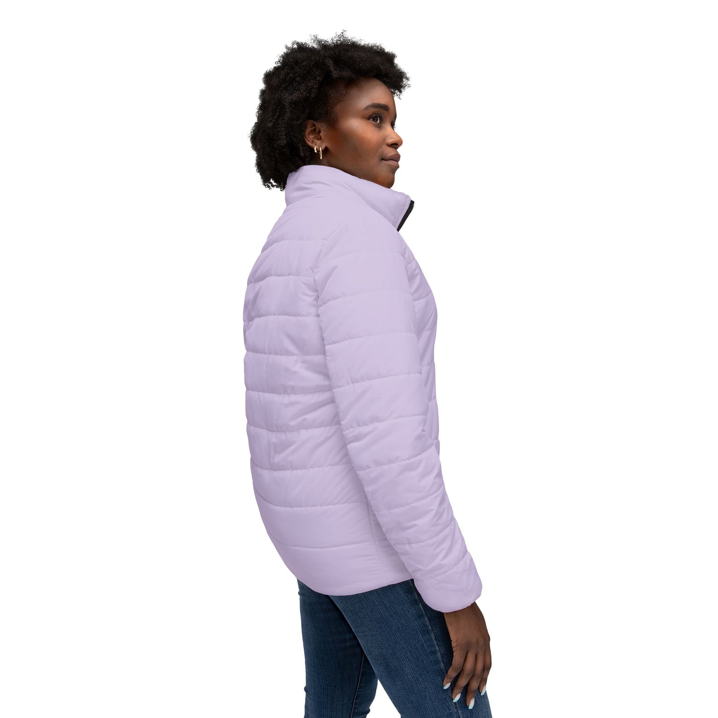 Chic Amethyst Women's Puffer Jacket, Cozy Outerwear