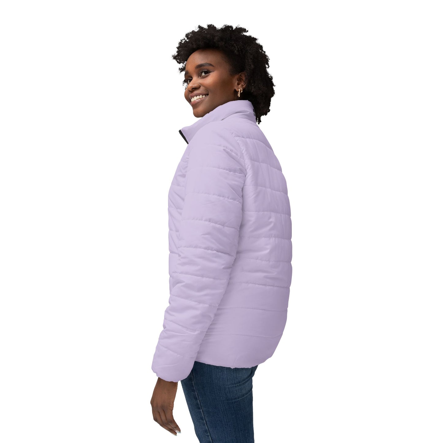 Chic Amethyst Women's Puffer Jacket, Cozy Outerwear