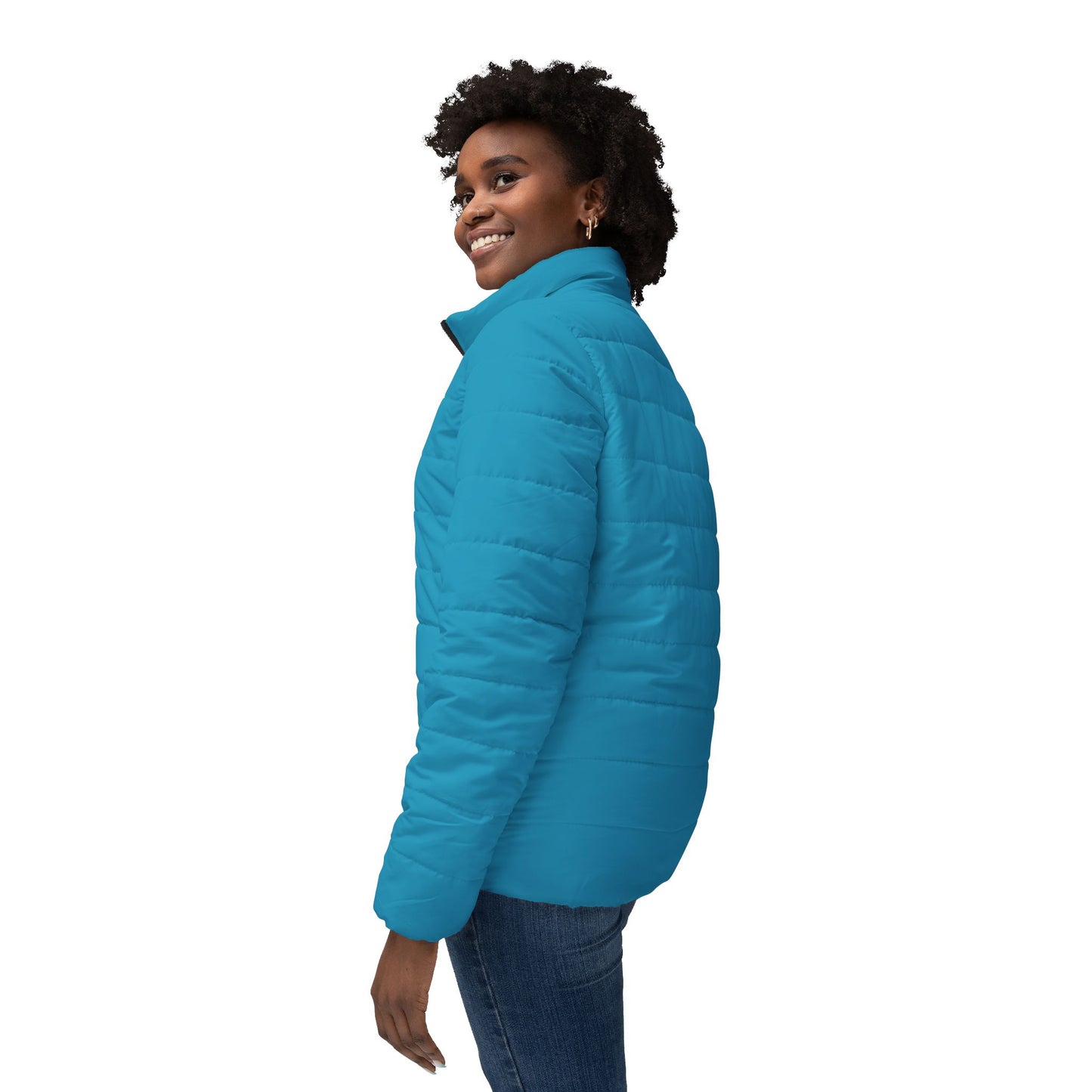 Chic Aqua Women's Puffer Jacket, Cozy Outerwear