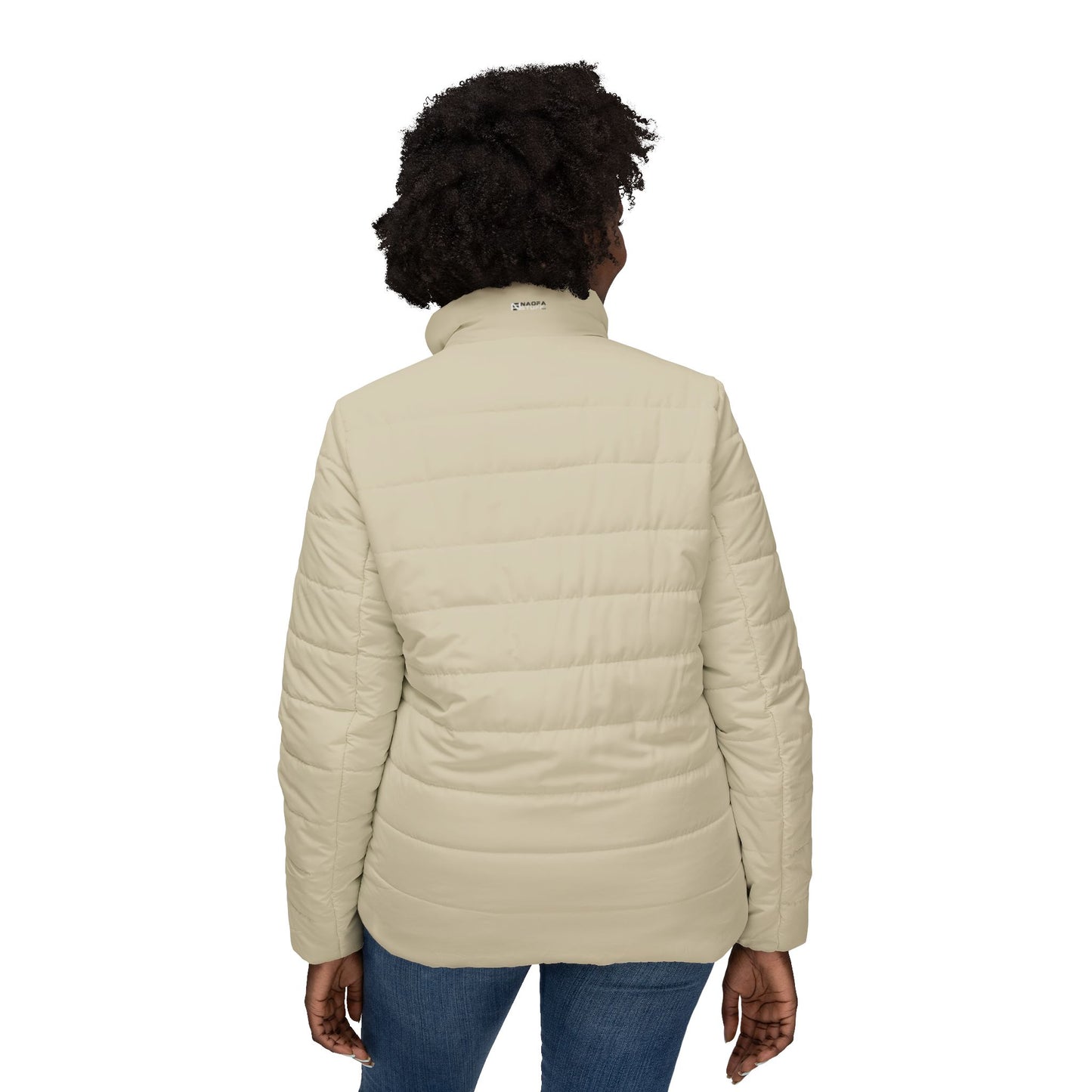 Chic Oatmeal Women's Puffer Jacket, Cozy Outerwear
