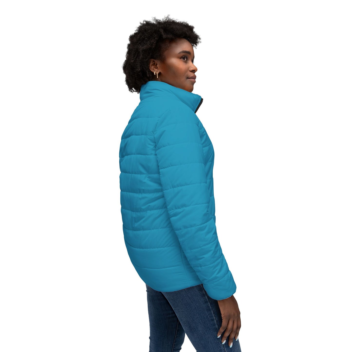Chic Aqua Women's Puffer Jacket, Cozy Outerwear