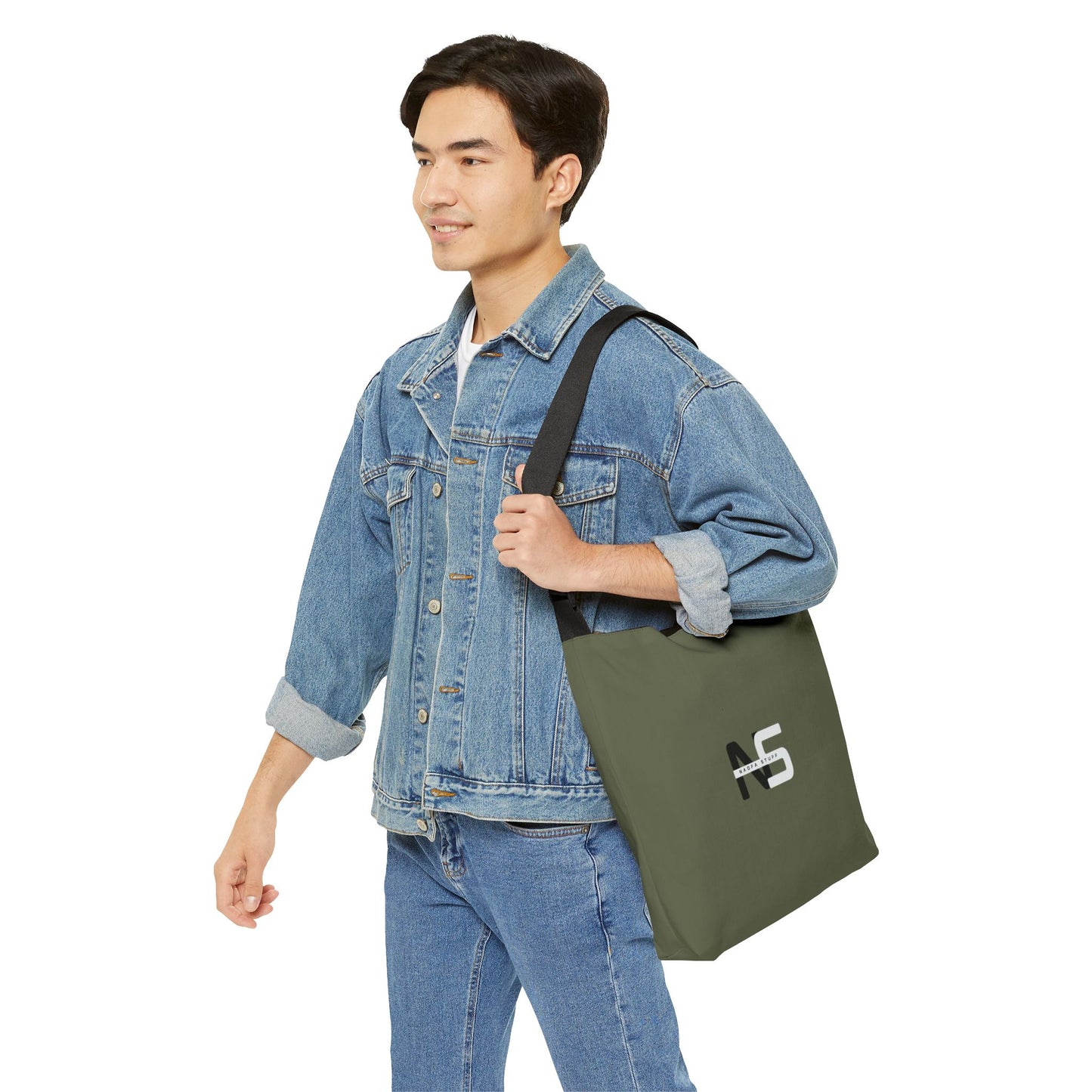 Adjustable Military Green Tote Bag - Naofa Stuff Logo