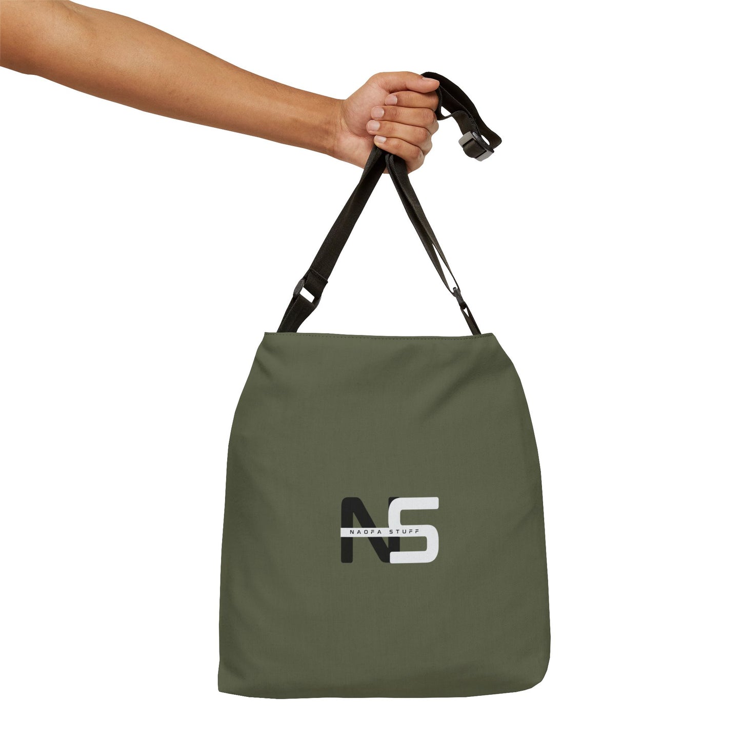 Adjustable Military Green Tote Bag - Naofa Stuff Logo