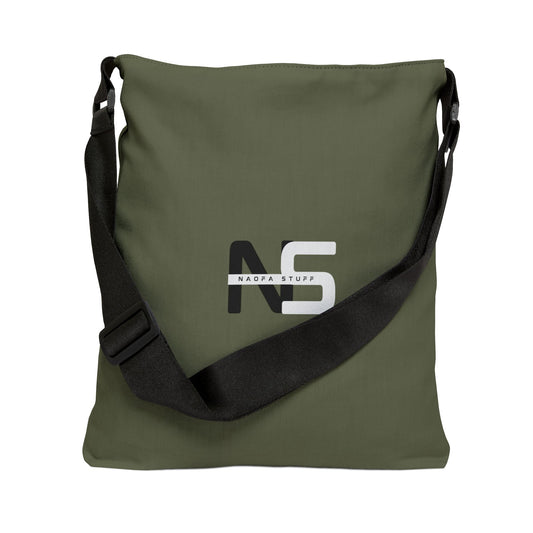 Adjustable Military Green Tote Bag - Naofa Stuff Logo