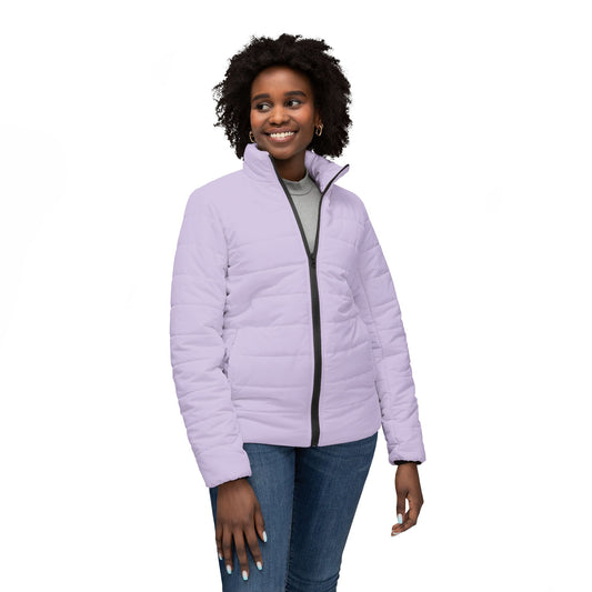Chic Amethyst Women's Puffer Jacket, Cozy Outerwear
