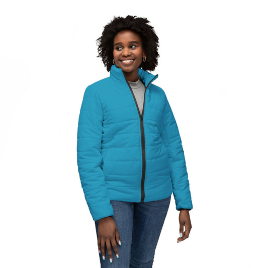 Chic Aqua Women's Puffer Jacket, Cozy Outerwear