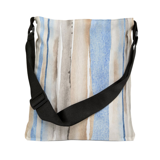 Adjustable Vintage Striped Tote Bag - Naofa Stuff Logo (One side)