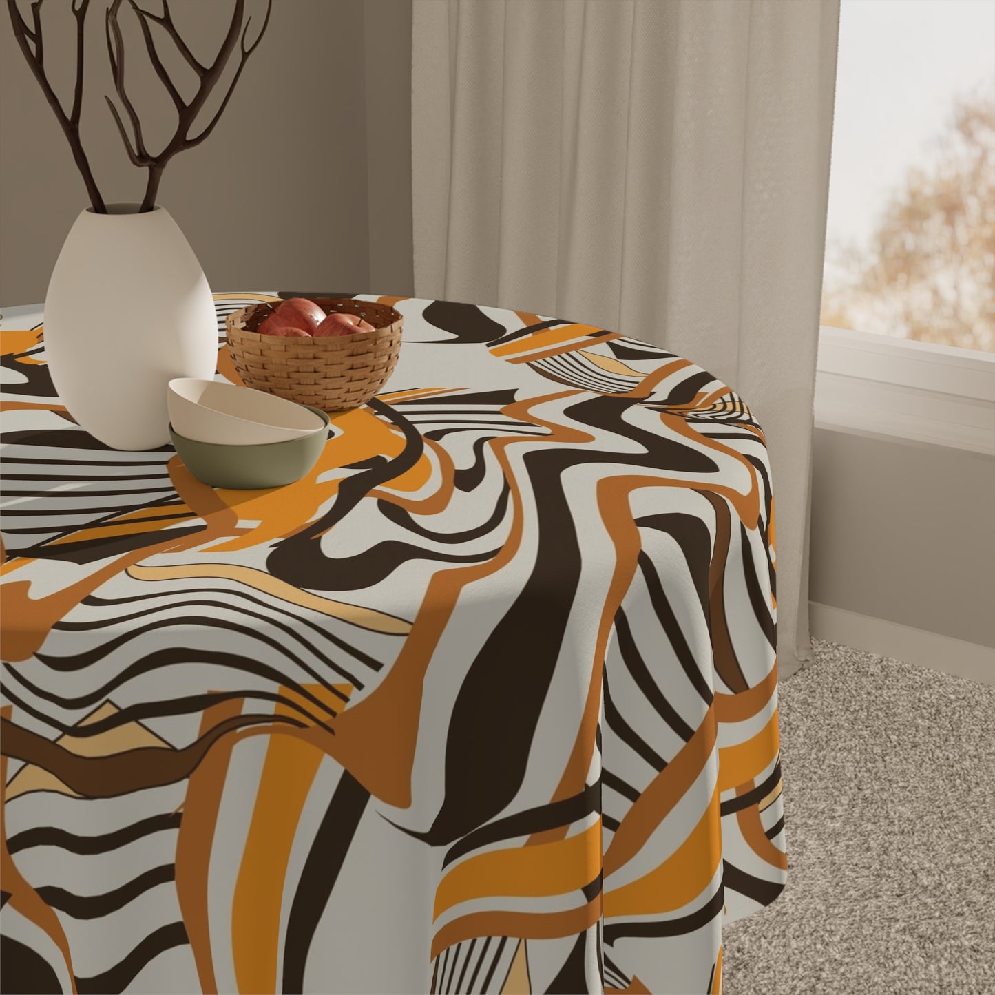 African Swirl Tie-Dye Brush Tablecloth