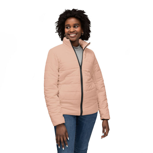 Puffer Jacket Peach Women's Chic Cozy Outerwear