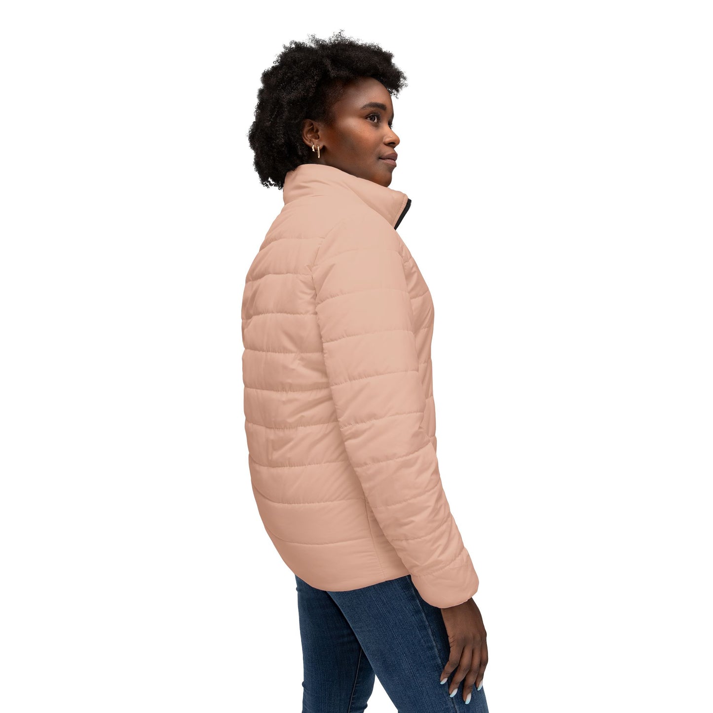 Puffer Jacket Peach Women's Chic Cozy Outerwear