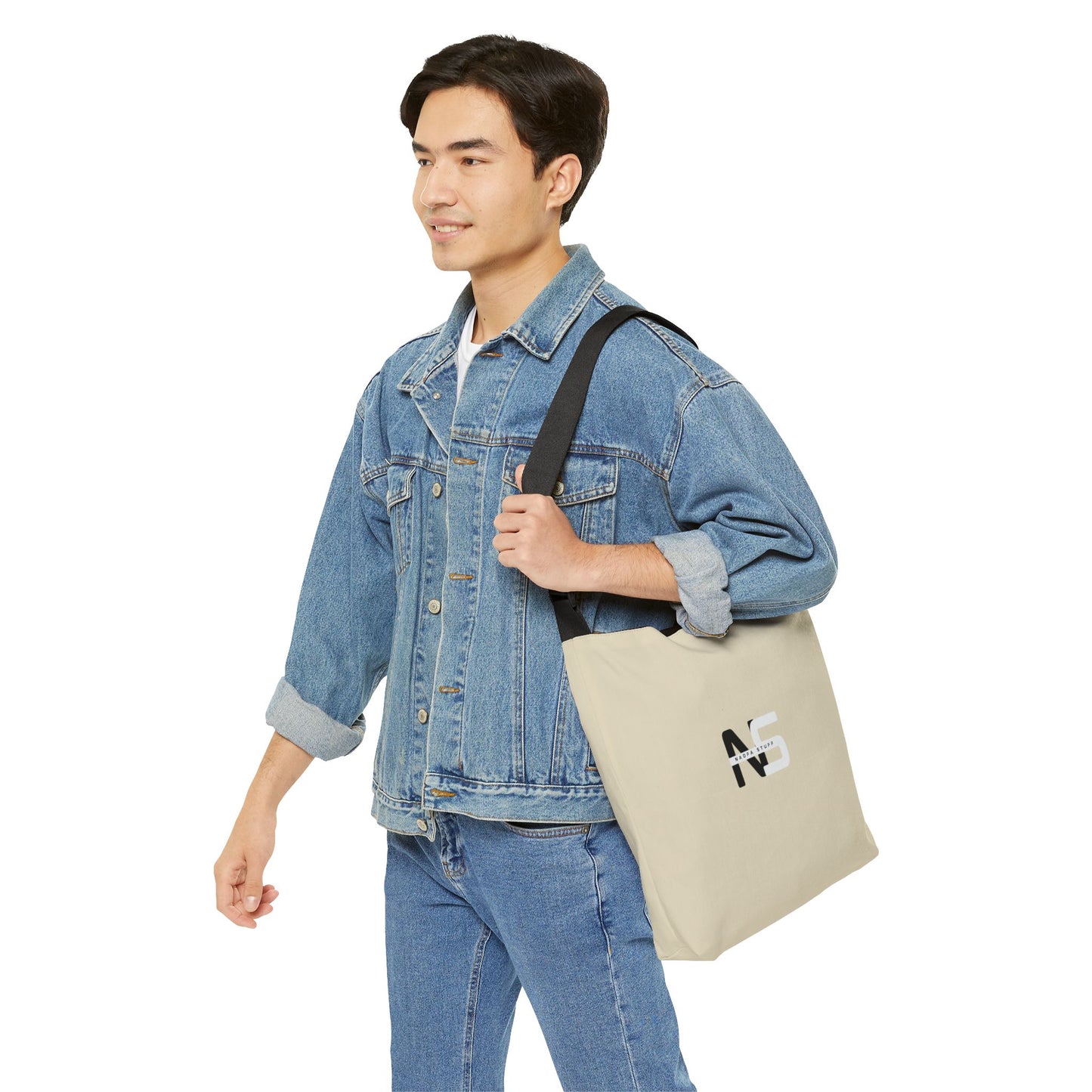 Adjustable Ecru/Oatmeal Tote Bag - Naofa Stuff Logo