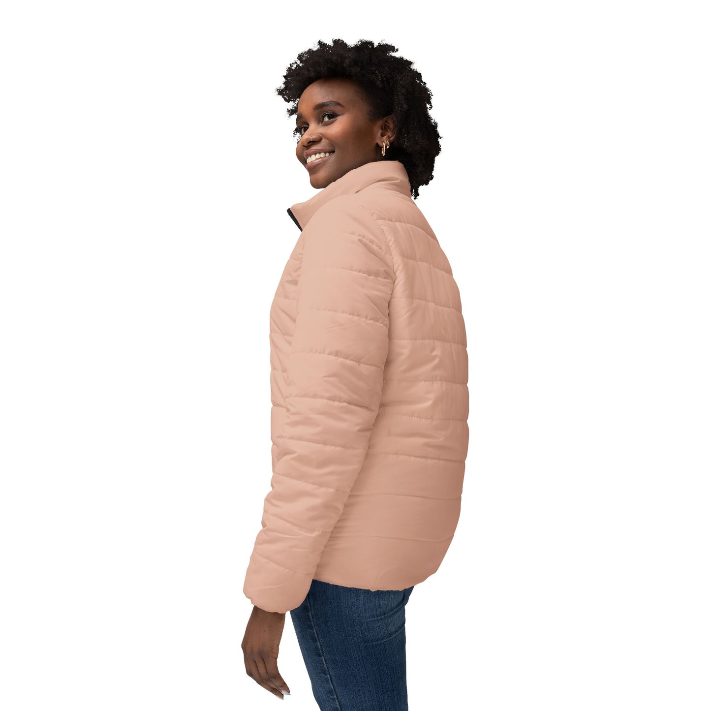 Puffer Jacket Peach Women's Chic Cozy Outerwear